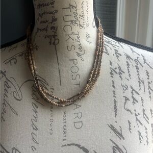 Chic Multi-Strand Beaded Necklace in Brown and Silver